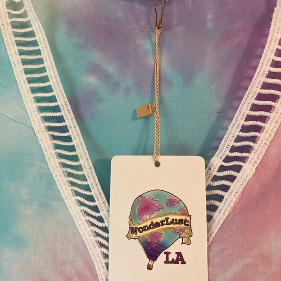 NWT WonderLust LA 3/4 Sleeve Tie-Dye Boho Tunic Sz L - Picture 3 of 13